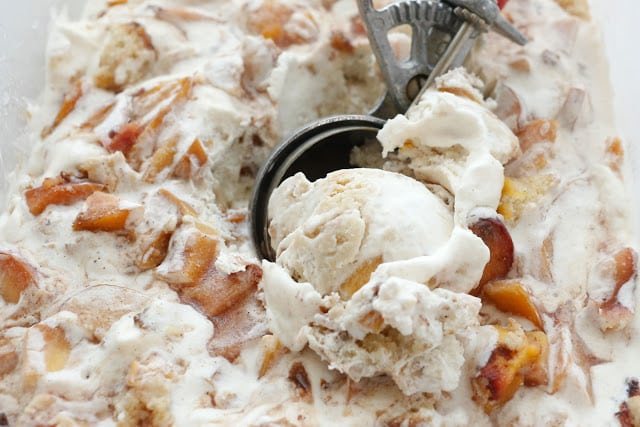 Homemade Peach Cobbler Ice Cream with Grilled Peaches